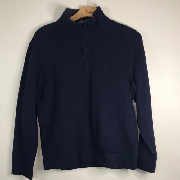 Nautica navy blue quarter-zip ribbed sweatshirt - Picture 4 of 10